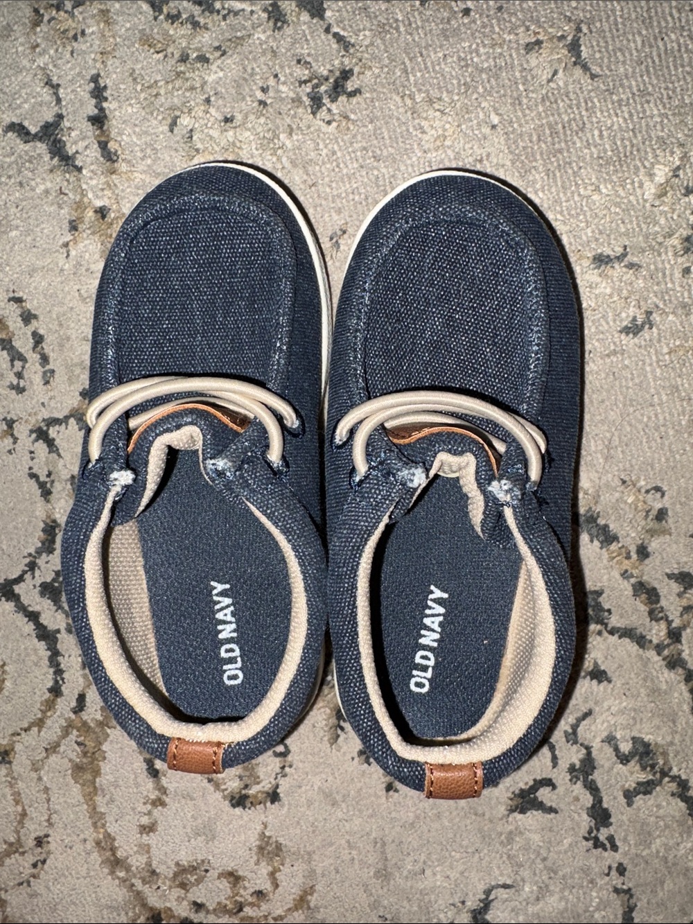 Old Navy Boys' Dark Navy Canvas Slip-On Sneakers with Tan Accents